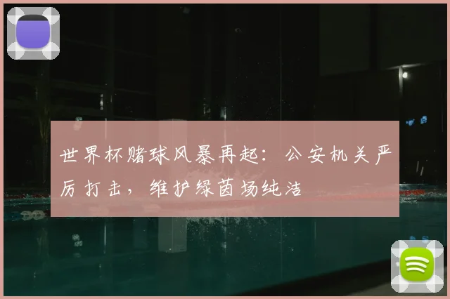 世界杯赌球风暴再起：公安机关严厉打击，维护绿茵场纯洁